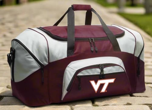 Large Virginia Tech Duffel Bag - Deluxe Hokies Luggage - Maroon