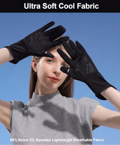 UV Protection Gloves for Women - Full Finger Beige Sun Gloves