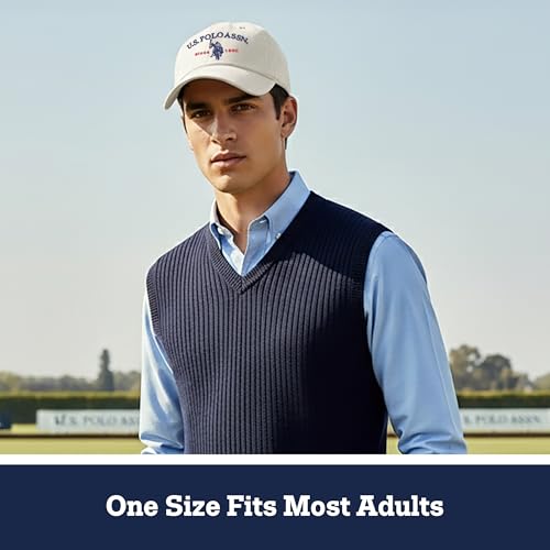 U.S. Polo ASSN. Unisex White Baseball Cap Adjustable Dad Hat 100% Cotton