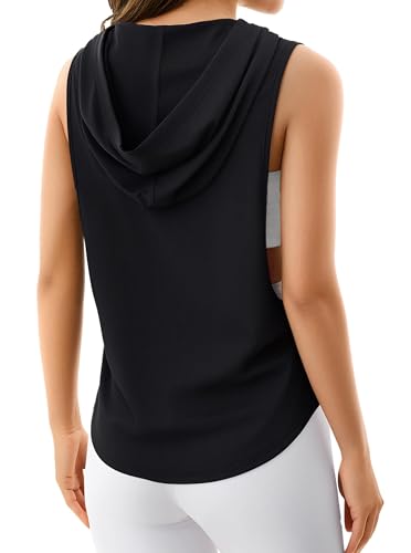 Women's Sleeveless Hoodie Workout Tank Top with Open Sides