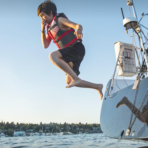 Kids Life Jacket 50-90 lbs - USCG Approved PFD for Swimming & Boating - Red