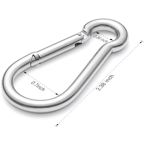 Heavy Duty 316 Stainless Steel Carabiner Clips - Set of 5, 2.36 Inch