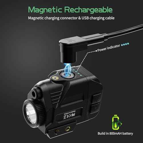 Pistol Light Laser Combo Tactical Green Beam and Flashlight for Gun 500 Lumens Rechargeable Rail Mounted Light for Handgun Picatinny 1913