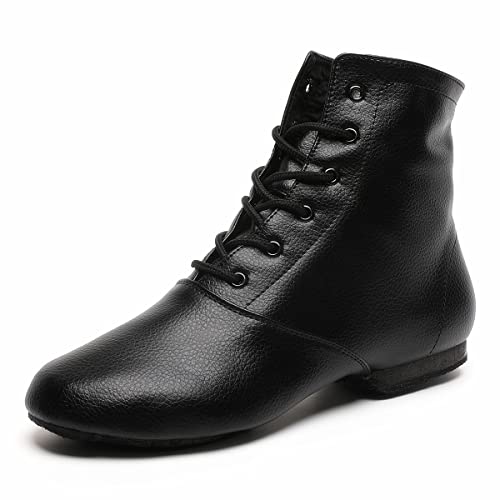 Black Lace-Up Jazz Shoes for Women Girls & Adults - Dance Boots, Size 11 Women / 10 Men - Bokimd