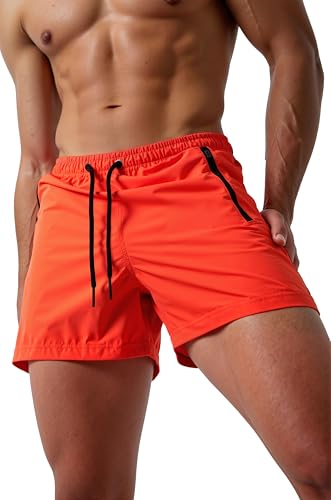 Men's Quick Dry 5" Zipper Beach Shorts - X-Large Orange