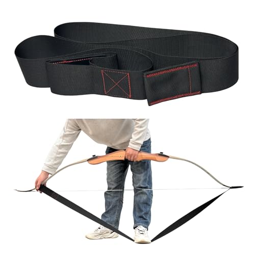 Recurve Bow Stringer Tool - Durable Nylon & Leather - Black