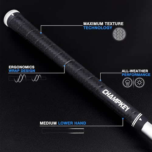Golf Grips - CHAMPKEY X-WEAVE Rubber Grip Set with Repair Kit - White Midsize
