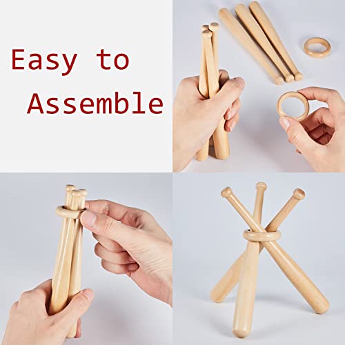 Baseball Stand Holder Display - Wood Table Decor - 2 Sets