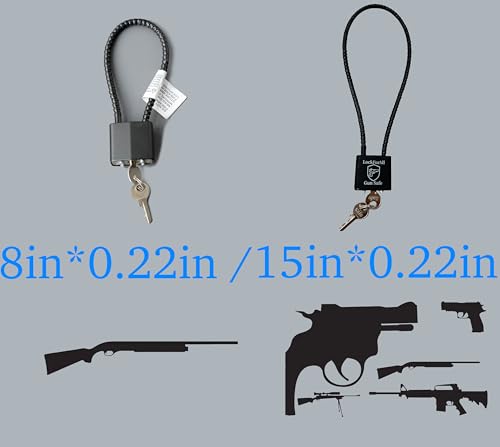 Keyed Alike Cable Gun Locks with Keys - 15" Safety Lock, 5 Pack - Black