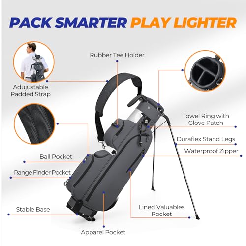 Lightweight Golf Stand Bag with 3-Way Dividers - Weatherproof