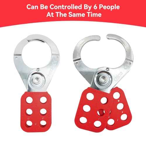 Lock Out Tag Out Hasp,Red 1.5 inch Jaw Diameter Stainless Steel Lockout Hasp Tamper-Proof Padlock Hasp with Extended Jaw,Nylon Handle,Impact-Resistant(10 Pack)