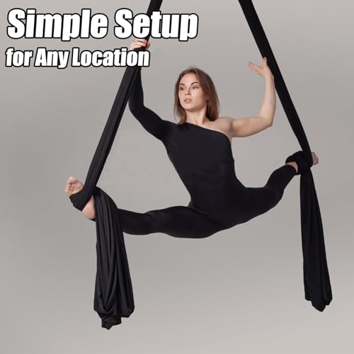 Aerial Silks Kit & Aerial Yoga Hammock - 11Yd Fabric - Black