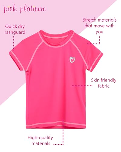 Girls Rash Guard Swim Shirt - UPF 50+ Quick Dry, Size 14-16 Knockout Pink