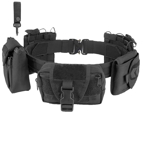 Black Heavy-Duty Tactical Duty Belt Set with Pouches and Quick-Release Clips