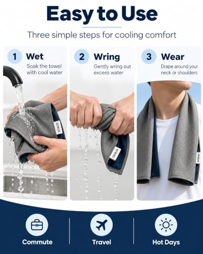 Chemluk Multicolored Cooling Towels for Neck & Face 40x12 inches - 4 Pack