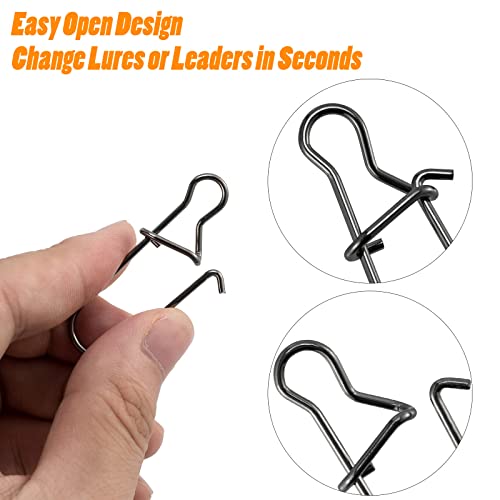 Stainless Steel Duo Lock Fishing Snaps - 100 Pack - #1 40LB
