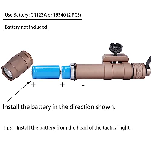 Phoking Tactical Flashlight Rifle Weapon Light M600C Mlok Flashlight LED White Light Tactical Light with Pressure Switch Tan