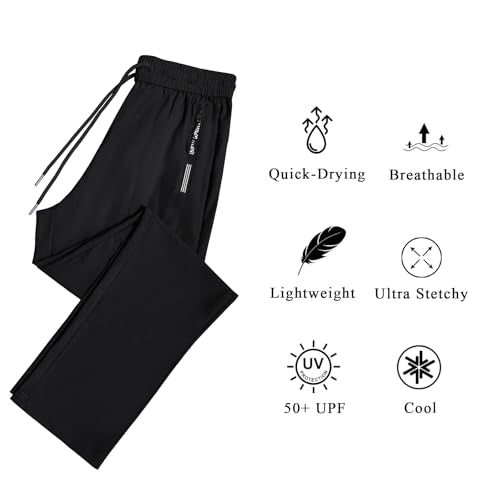 IWOLLENCE Women's Active Stretch Pants Large Black Quick Dry Workout Leggings