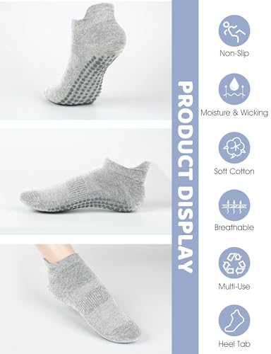 Grip Socks for Women & Men - Non-Slip Yoga & Pilates Socks - Medium, 3 Pairs - Black