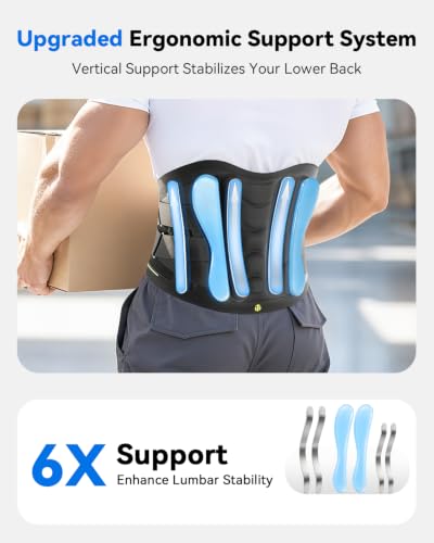 SoloEver Men's Large Black Lumbar Back Brace for Lower Back Pain Relief