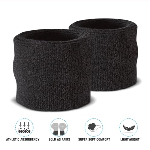 Kids' Non-Slip Moisture-Wicking Wristbands - Black