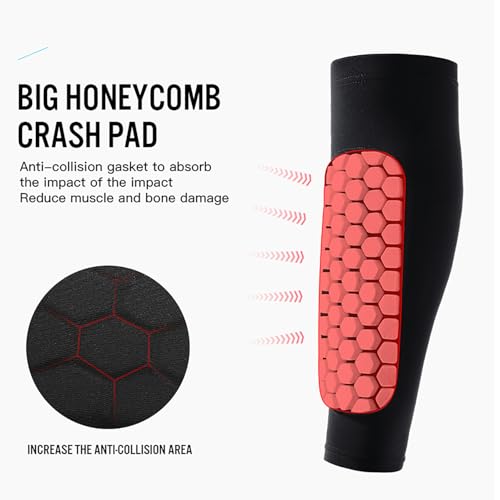 Soccer Shin Guards - Anti-Collision with Honeycomb Pads, 2 Pack - Black / Large