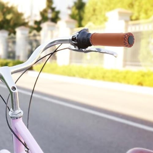 Comfort Bicycle Handlebar Grips - Brown Synthetic Leather