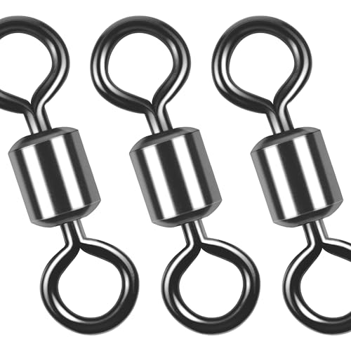 80pcs Heavy Duty Stainless Steel Black Nickel Fishing Swivels 30-1322lb - Saltwater & Freshwater