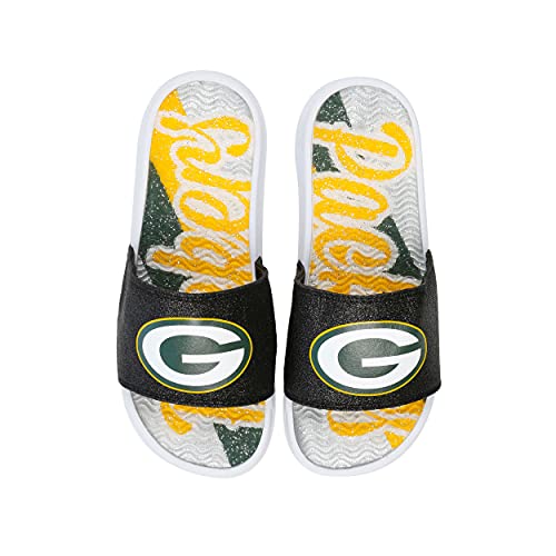 NFL Glitter Gel Slide Sandal - Green Bay Packers - Size 7-8