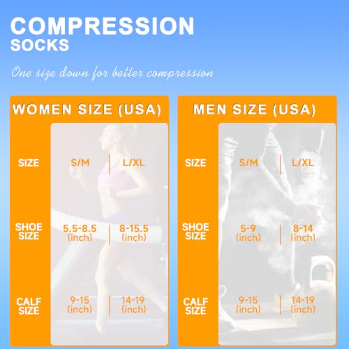 Bropite Large-X-Large Compression Socks for Men & Women 20-30 mmHg Support Knee High Running Travel