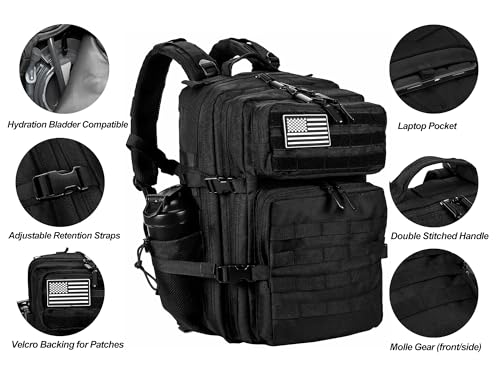 45L Military Tactical Backpack with Molle System - Black
