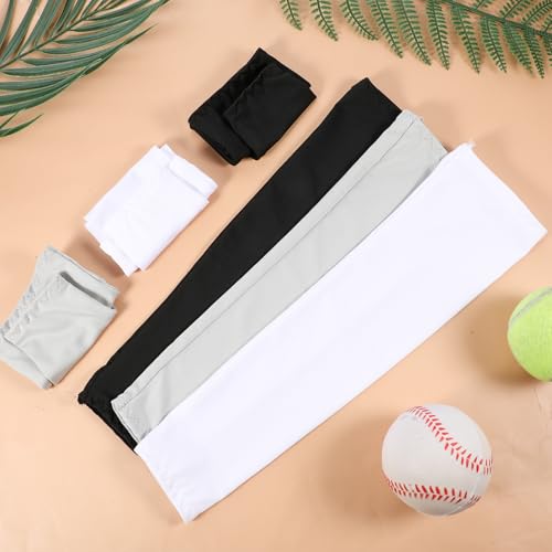 Kids' Arm Sleeves - Breathable Elastic Ice Sleeves for Sports - Black, White & Gray