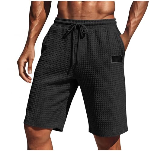 Men's Summer Sweat Shorts - Black, X-Large, Casual Stretch Gym Shorts with Pockets