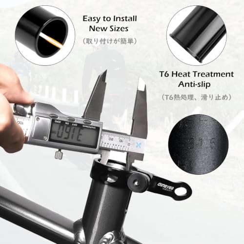 Aluminum Bike Seat Post - 27.2mm to 30.4mm - 350mm Length - Black