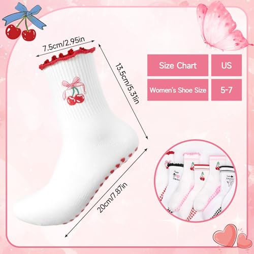 Non-Slip Pilates Grip Yoga Socks for Women - 6 Pairs, Black+Pink+Red