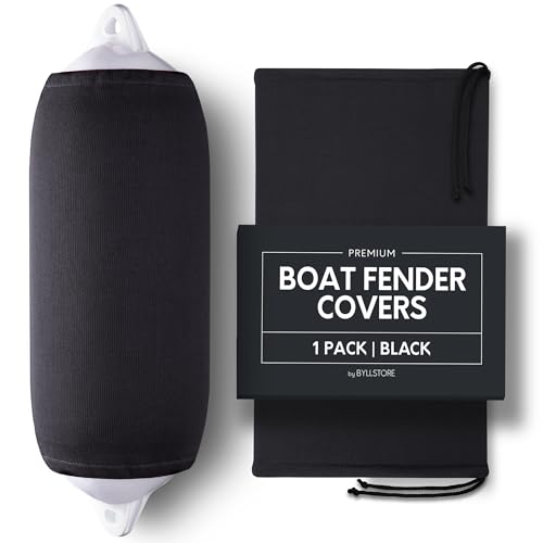 Byllstore Boat Fender Covers 8" x 22" Black 1 Pack - Polyester Fender Protective Sleeve