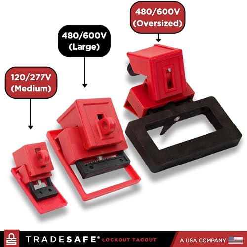 TRADESAFE Circuit Breaker Lockout Device, 3 Pack, 480/600 Volt, Clamp-on Breaker Lock Out Device, OSHA Compliant, Premium Grade, Large