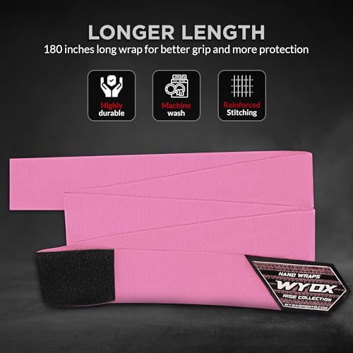 WYOX Pink 4.5m Boxing Hand Wraps for Men & Women - Muay Thai, MMA, Kickboxing