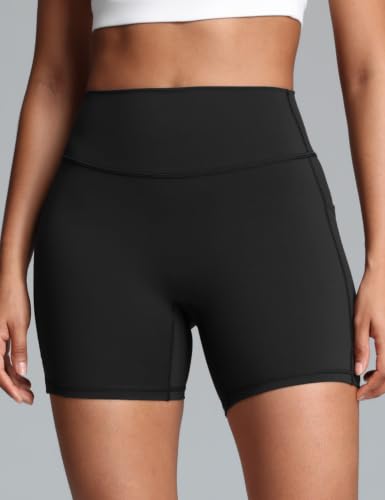 Olmlmt No Front Seam Women Biker Shorts with Pockets – Medium, Black