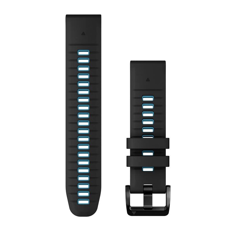 Garmin QuickFit 22 mm Watch Band - Black/Cirrus Blue Silicone Band