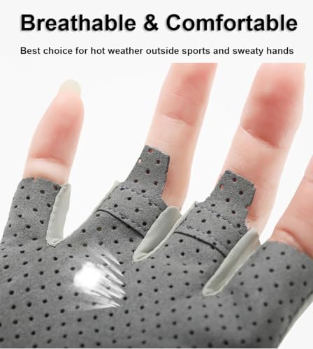 UV Protection Fingerless Gloves for Men & Women - Medium Black