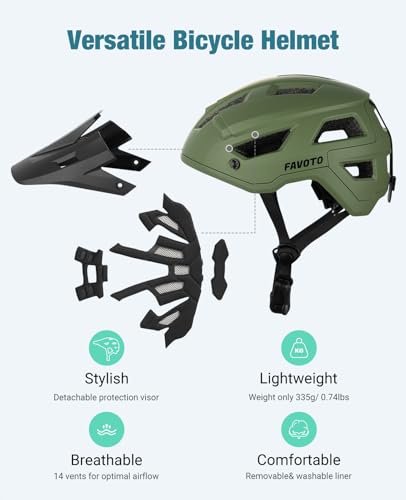 Lightweight Mountain Bike Helmet for Adults - Dark Green, L (59-61 cm)