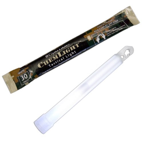 Cyalume - 9-03680 ChemLight Military Grade Chemical Light Sticks ? 30 Minute Duration Light Sticks Provide Intense Light, Ideal as Emergency or Safety Lights and Much More, Standard Issue for U.S. Military Personnel ? White, 6¡± Long (Pack of 10)