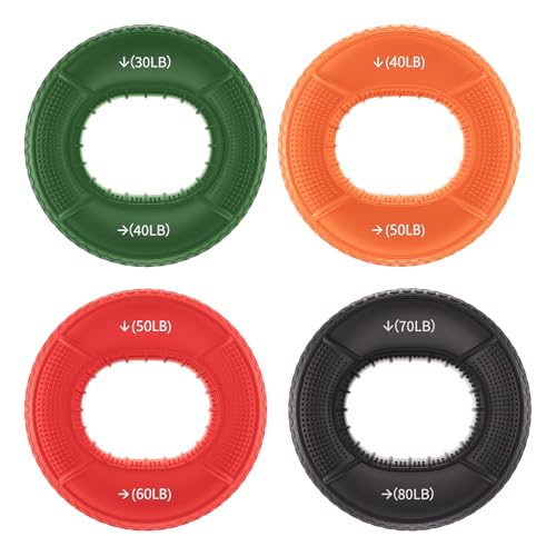Grip Strengthener Rings Set – 4 Pack Silicone Hand Exercisers for Forearm and Finger Training