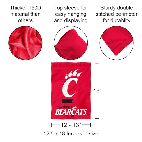 Cincinnati UC Bearcats Garden Flag - Double Sided College Yard Banner