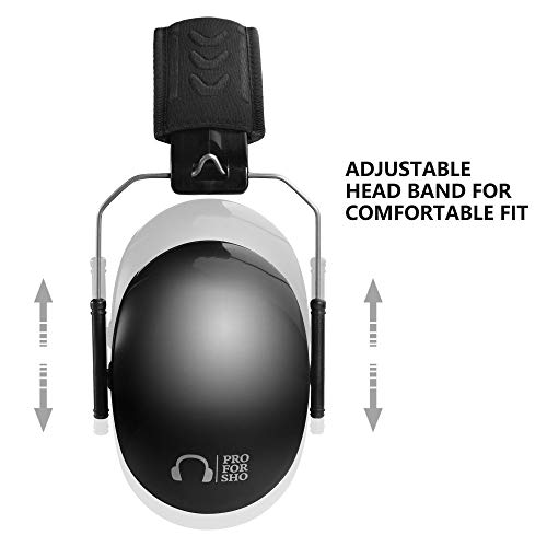 Pro For Sho All Terrain Safety Ear Protection - LARGER Size Foldable Ear Muffs Much Lighter Weight & Maximum Hearing Protection, Black