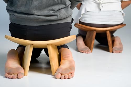 Meditation Bench - Natural Wooden Kneeling Yoga Stool, 7"
