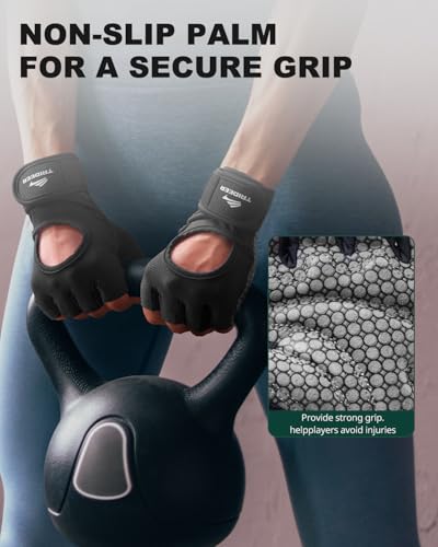 Trideer Weight Lifting Gloves Women & Men Black Medium with Wrist Support