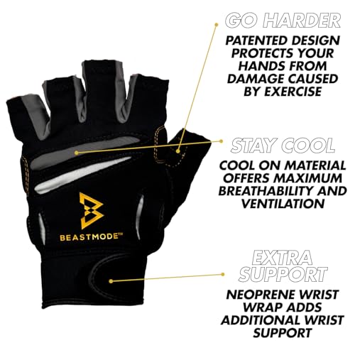 Bionic Women's Beastmode Half Finger Gym Workout Gloves Medium - Grip & Breathability
