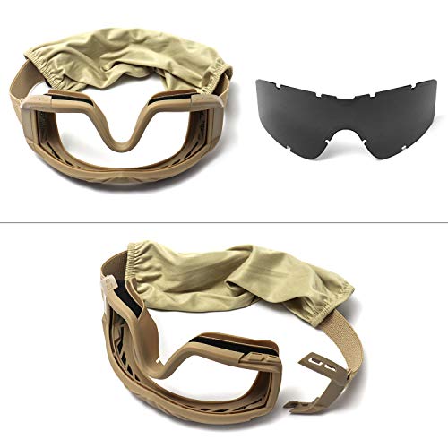 QWORK Tactical Airsoft Goggles with Interchangeable Lenses UV Protection Anti-Fog Eye Gear
